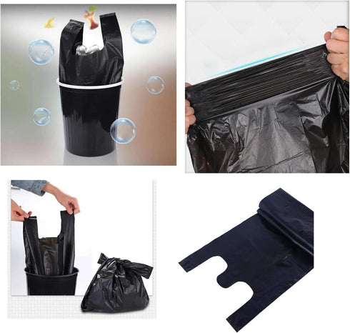 Kitchen Garbage Bags, 200 Counts, 1.8mil Thick Black Trash Bag with Handles, 14x21.6 Inch, for Daily Use