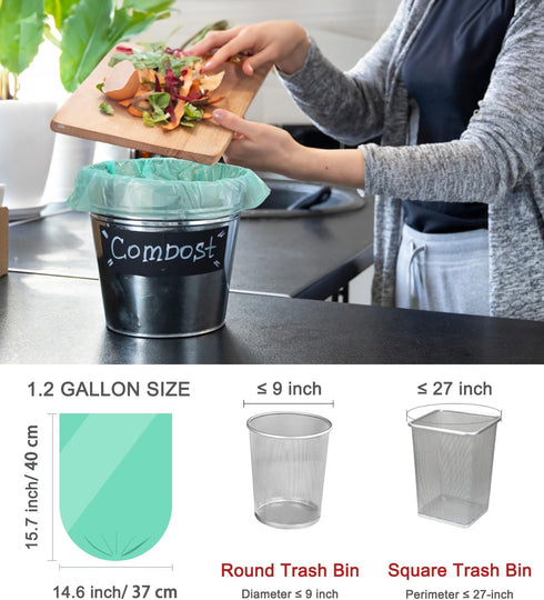 AYOTEE Compostable Trash Bags, 1.2 Gallon, 150 Packs, Small Biodegradable Bags for 1-2 Gallon Trash Cans