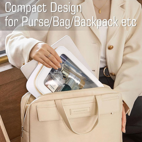 Travel Makeup Bag with Zipper, Small Clear Cosmetic Bags, Waterproof Makeup Pouch, Makeup Brush Holder for Women, TSA