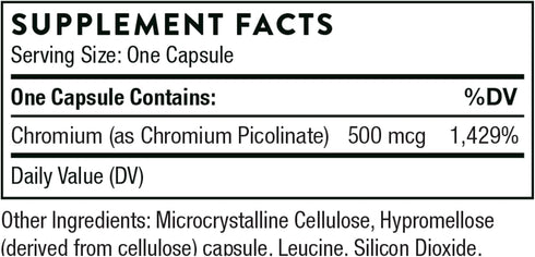 Thorne Chromium Picolinate - 500mcg Chromium - 60 Capsules