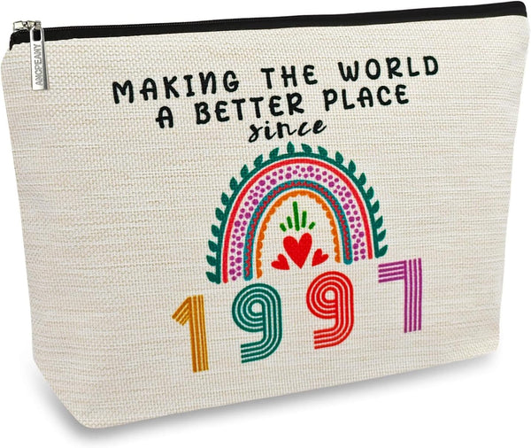 27th Birthday Gifts for Her, Makeup Bags, 1997 Anniversary Gift Ideas for Women, Christmas Cosmetic Bag