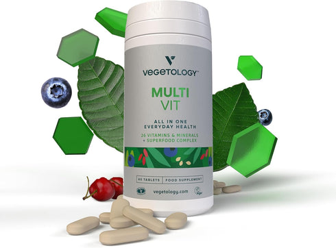 MultiVit Vegan Multivitamins - 26 Vitamin & Mineral Supplements for Metabolic & Immune Support (3 Pack)