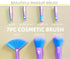 Unicorn Fan Makeup Brush Set, Crystal Sparkles Blue Blush Powder, Lip, Eye Shadow Brushes