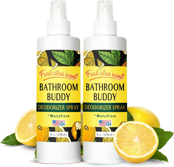 Maplefield 2 Pack Toilet Deodorizer Spray - 8 oz Citrus Scent Bathroom Buddy Air Freshener, Portable and Easy to Use