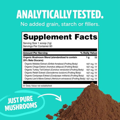 FreshCap Ultimate Mushroom Complex Powder, 60 Servings for Immunity, Energy, Memory & Focus - Ayurveda Supplements