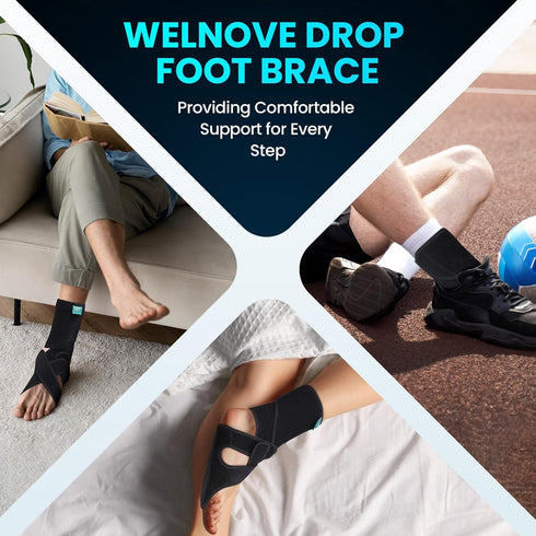 Welnove Foot Drop Support Brace, AFO Ankle Stabilizer for Improved Walking, Aiding Foot Control in Cases of Drop Foot