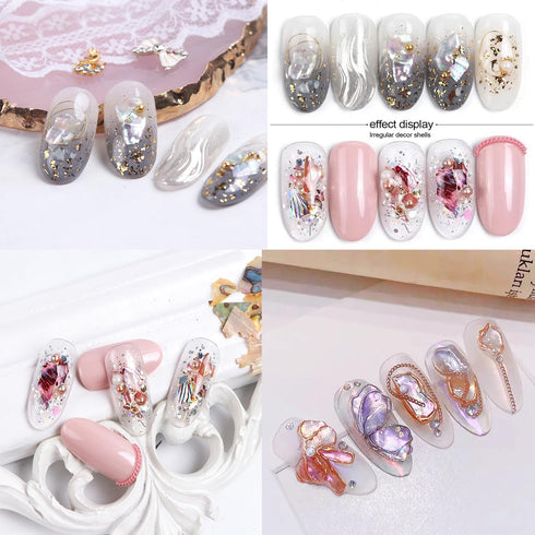 Seashell Slices Nail Decoration, 3D Glitter Sequins for Mermaid DIY Acrylic Nails Supplies