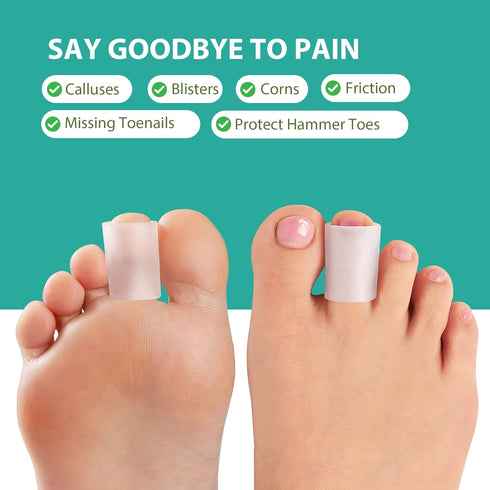 Welnove Toe Protectors – 12-Pack Aloe Vera Infused Silicone Toe Sleeve Covers for Pain Relief