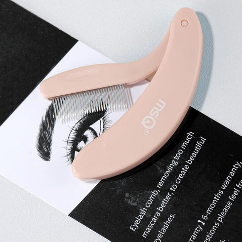 MSQ Eyelash Separator Tool, Folding Eyelash Comb Brush, Khaki Lash Comb for Eyelash Makeup