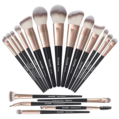 MAANGE Makeup Brushes, 18 Pcs Professional Brush Set, Premium Synthetic Face Kabuki Brush Kit for Foundation and