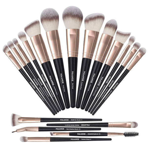 MAANGE Makeup Brushes, 18 Pcs Professional Brush Set, Premium Synthetic Face Kabuki Brush Kit for Foundation and