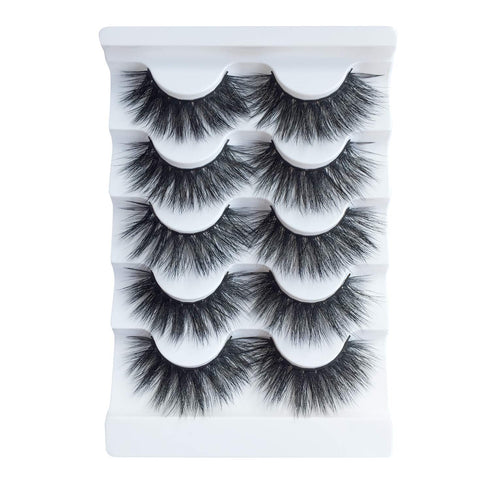 JIMIRE High Volume False Eyelashes - Fluffy 3D Lashes Pack of 5 Pairs