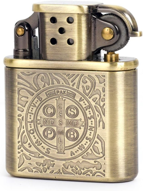 Bronzy Carved Constantine Antique Style Petrol Kerosene Lighter with Lift Arm
