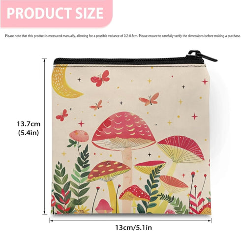 SUITOSELFY Mushroom Print Period Bag Travel Sanitary Napkin Storage Bag Small Portable Menstrual Cup Nursing Pad