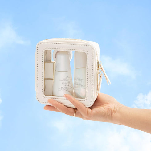 Aveniee Mini Clear Makeup Bag, TSA Approved Travel Toiletry Organizer Pouch with Zipper for Women Men (Mini-White)