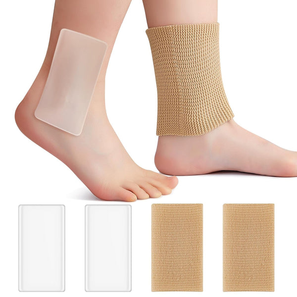 Sratte 4 Pcs Ankle Gel Sleeve, Padded Socks Ankle Protector Gel Sleeve for Skating Riding Foot Support