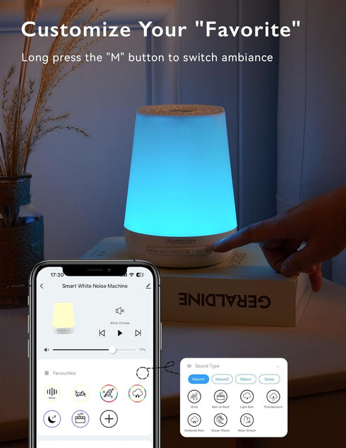 Momcozy 34 Baby Sound Machine, White Noise Machine for Baby Sleeping with Night Light, Toddler Sleep Trainer Soothing