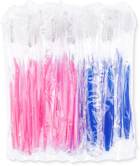 100 pcs Prepasted Disposable Toothbrushes, Individually Wrapped, Travel Toothbrushes for Homeless Gift