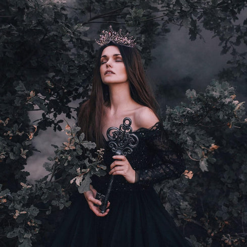Vintage Baroque Queen Crowns, Purple Gothic Tiara for Women, Quinceanera Tiaras and Crown for Photogragh Medieval Costume Prom Cosplay Birthday Hair Accessories - Yolmina