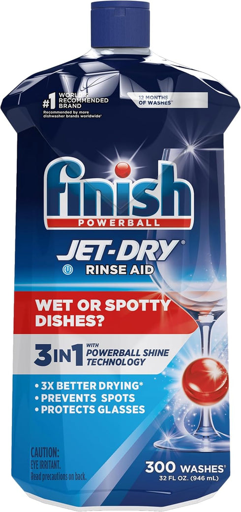 Finish Jet-Dry Liquid Rinse Aid, 32 Fl Oz Dishwasher Rinse Aid and Drying Agent