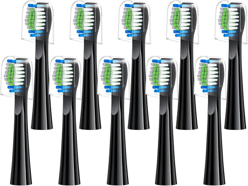 Replacement Toothbrush Heads, 10 Pack for Bitvae Daily D2 Rechargeable Toothbrush, Black Refills