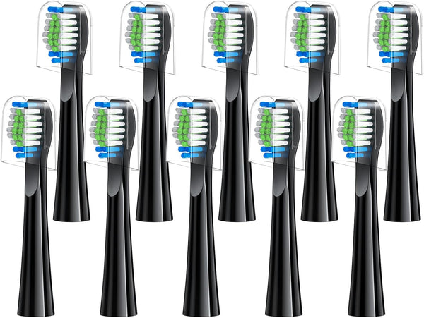 Replacement Toothbrush Heads, 10 Pack for Bitvae Daily D2 Rechargeable Toothbrush, Black Refills