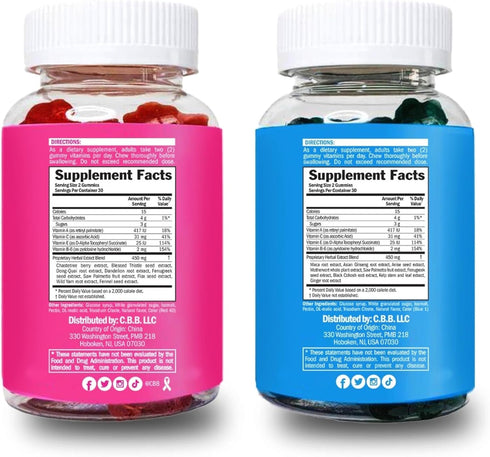 Gummies Pack Gummy 2-Pack (120 Gummies) Curvy Body Bears CBB Womens Multivitamin Top & Peach Support Combo | Herbal