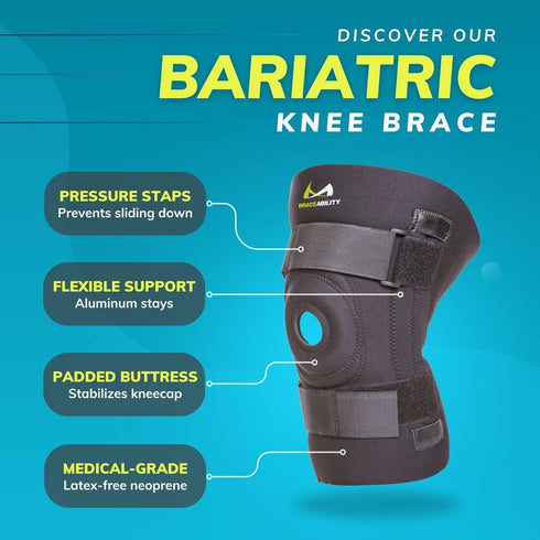 BraceAbility Bariatric Knee Brace 4XL for Large Legs - Plus Size with Side Stabilizers for Arthritis, Patellar
