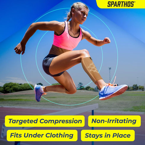 Sparthos Calf Compression Sleeves (Pair) for Men and Women, Calf Pain Relief for Air Travel, Sports