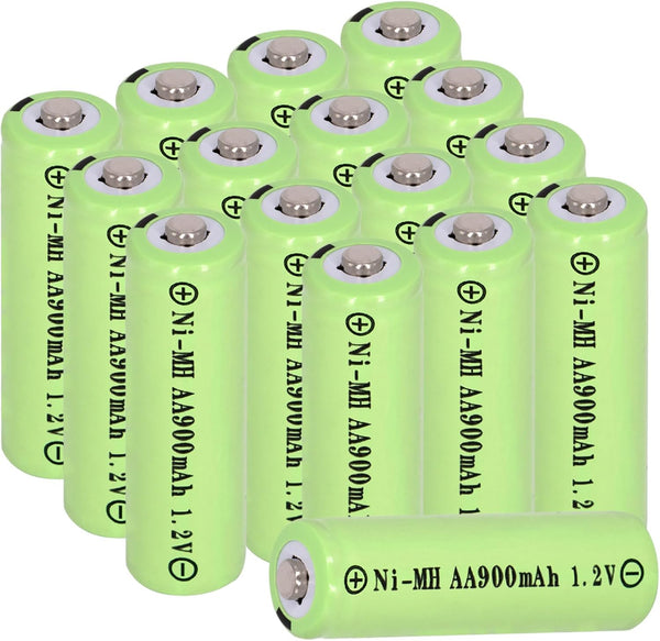 16 Packs AA 900mAh 1.2V Ni-MH Solar Rechargeable Batteries for Garden Landscaping, Outdoor Solar Lights, Remotes