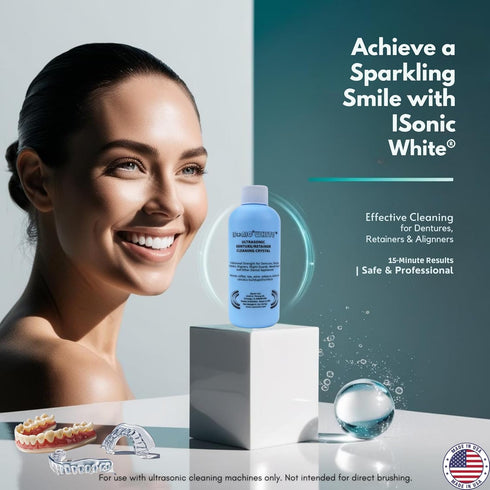 iSonic White CSDW01 Denture/Retainer Cleaning Crystal, 8OZ Bottle for Stains and Buildups