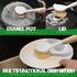 HogarCare Dish Brush with Handle Wood Built-in Scraper, Scrub Brush for Pans, Pots, Saucepan, Kitchen Brushes for Sink