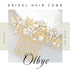 Olbye Bridal Headpiece - Rhinestone Crystal Flower Hair Comb and Clips for Brides and Women (Gold)