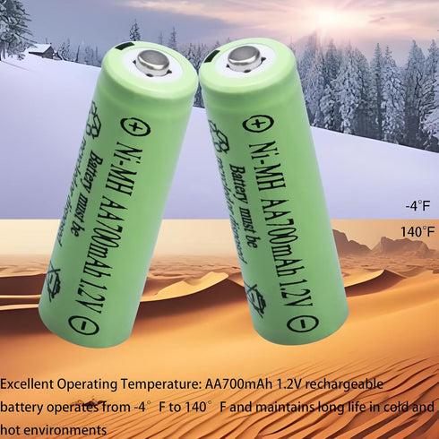 Yibatopow 8 Packs 1.2V 700mAh AA Ni-MH Rechargeable Batteries,Double A Solar Lights Battery for Outdoor String Lights