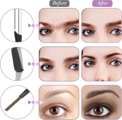Professional Eyebrow Grooming Kit - 8PCS/SET with Leather Bag, Trimming Kit for Women & Men