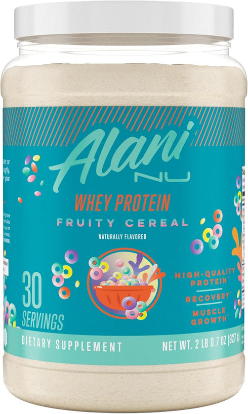 Alani Nu Whey Protein Powder - FRUITY CEREAL Flavor, 23g Protein, Low Sugar & Digestive Enzymes, Meal Replacement