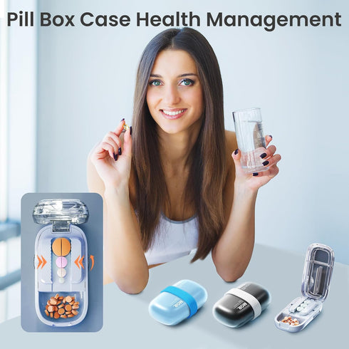 Pills,1/2 (3 Travel Pill Organizer,Medicine Pill Box Case&Pill Cutter for Small Tiny Pill Splitter Cuts Multiple