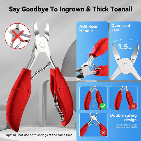 Toenail Clippers for Seniors, Thick Ingrown Toenails Set for Men Women, Heavy Duty Pedicure Tools