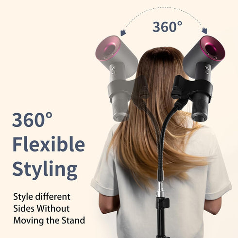 Hugabow 360 20-65 Inch Hair Dryer Stand - Rotating Universal Holder, Adjustable, Hands Free for Pain Relief