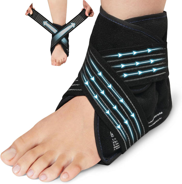 Relief Expert Ankle Ice Pack Wrap | Cold Compression Gel Pack for Swelling, Achilles Tendonitis, Plantar Fasciitis
