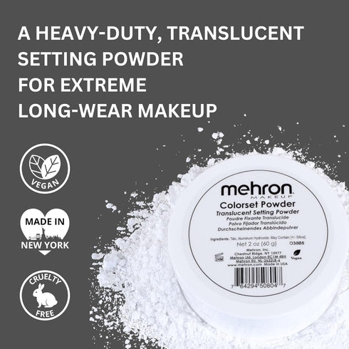 Mehron Makeup Colorset Powder - Translucent Setting Powder for Special Effects, 2 oz (60 g)