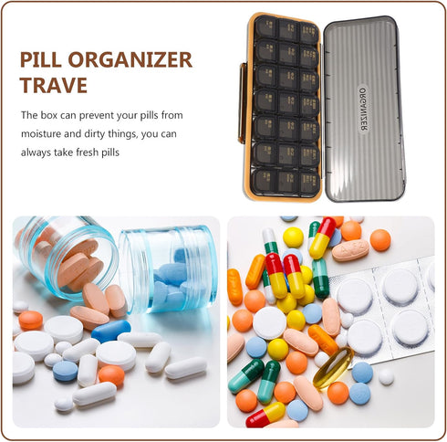 HAMPPLIES 21-Compartment Weekly Pill Organizer Large Capacity Removable Morning and Evening Medicine Dispenser Travel