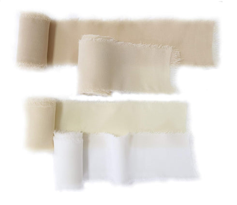 Lookein Handmade 1.5" Chiffon Silk-Like Ribbon Sample Swatch Chart - Frayed Edges for Wedding Invitations