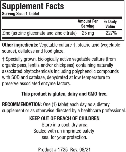Biotics Research Zn-Zyme Forte 25 mg Zinc, Immune System Support, Optimal Cellular Function, 100 Tablets