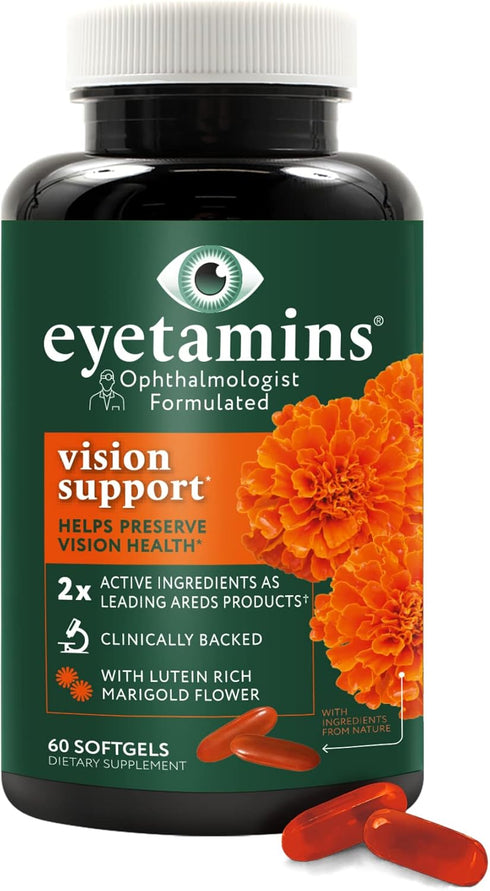 Vision Support 60 Capsules, Ophthalmologist-Formulated, Plant-Based, Vegan and Non-GMO