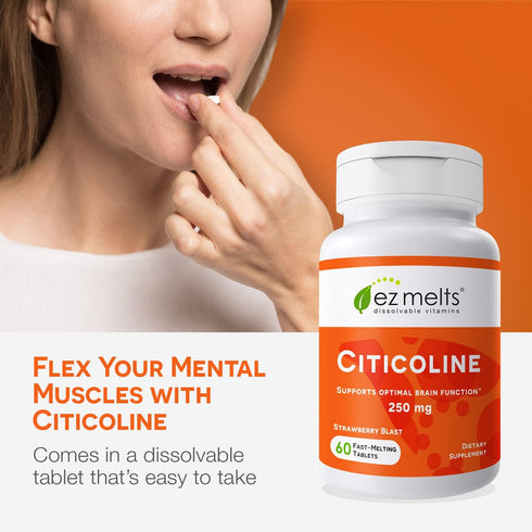 EZ Melts Dissolvable Citicoline Supplement, 250 mg, Sugar-Free, 2-Month Supply
