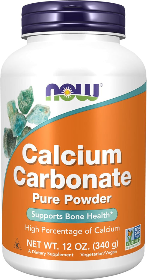 NOW Supplements Calcium Carbonate Powder 12-Ounce | High Percentage of Calcium for Bone Health