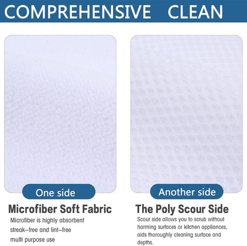 SINLAND Wholesale Microfiber Dish Cloth, 10 Pack 12 Inch x 12 Inch Kitchen Cleaning Cloths with Poly Scour Side