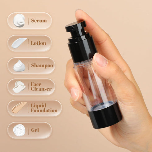 RONRONS 1oz 30ml Airless Pump Bottles, Refillable Leak Proof Travel Pump Bottle Toiletry Cosmetic Skincare Containers for Lotion Toner Gel Foundation (3 Pieces) by RONRONS