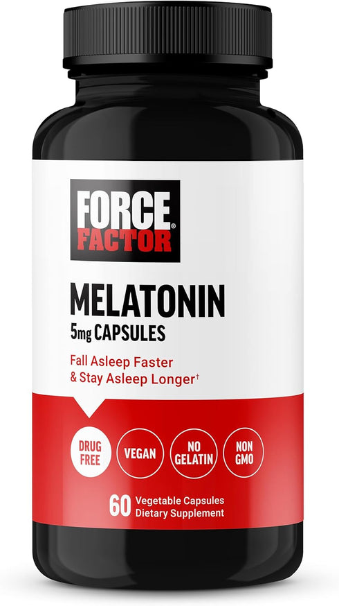 FORCE FACTOR Melatonin 5mg - 60 Vegetable Capsules, Drug-Free, Vegan & Non-GMO